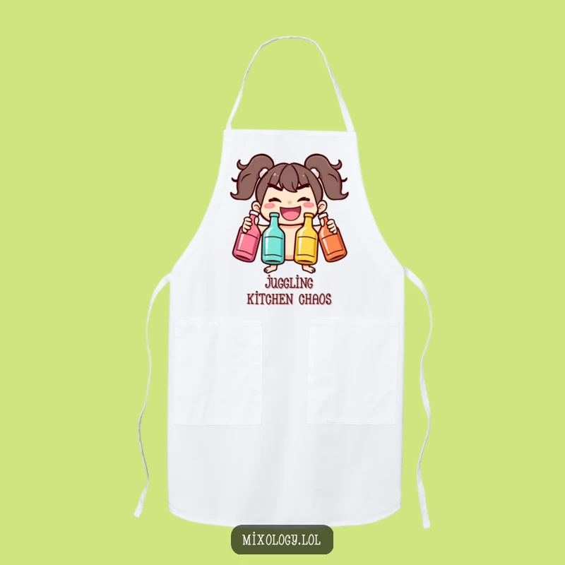 Funny Juggling Bottles Apron: Cook and Serve with Playful Dexterity