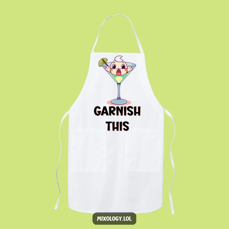 Funny Martini Glass Apron: Surprised Character's Kitchen Fun Gift