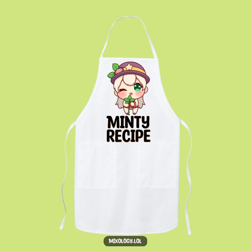 Funny Winking Mint Apron: Character's Playful Kitchen Gift
