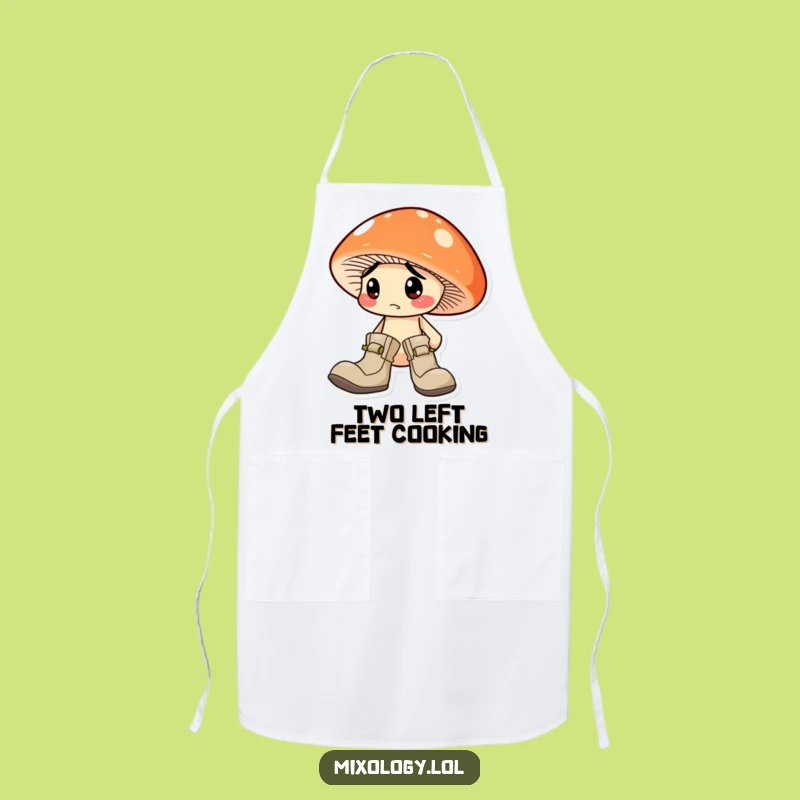 Funny Mismatched Boots Mushroom Apron: Cook with Comedic Flair