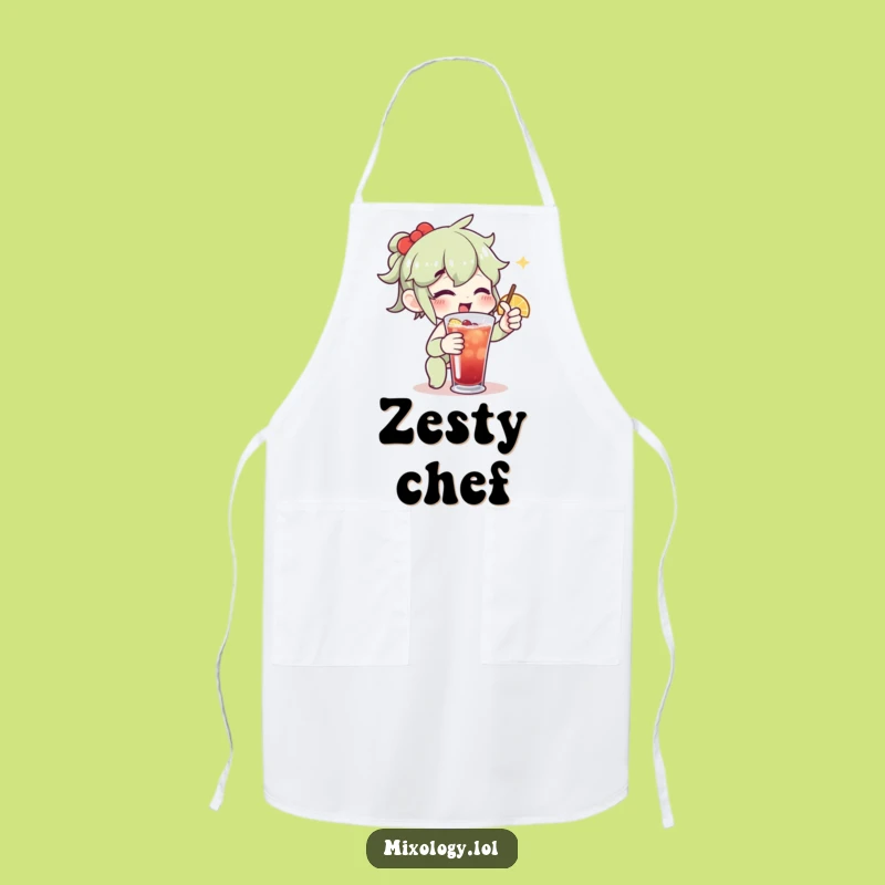 Funny Drink Garnish Apron: Enthusiastic Character's Bar Prep Gift