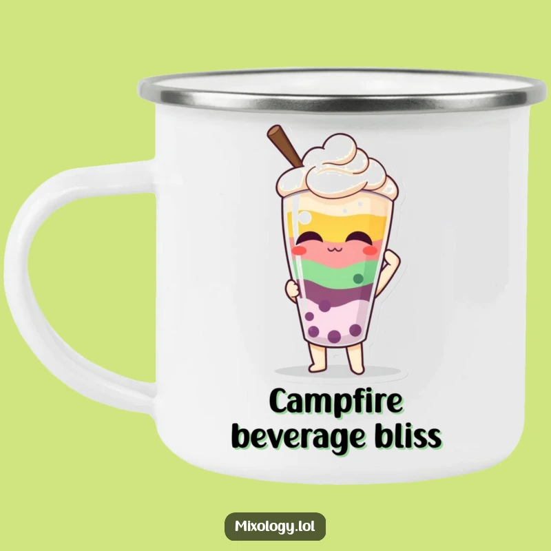 Funny Camp Drink Mug: Proud Character, Layered Beverage, Outdoor Gift