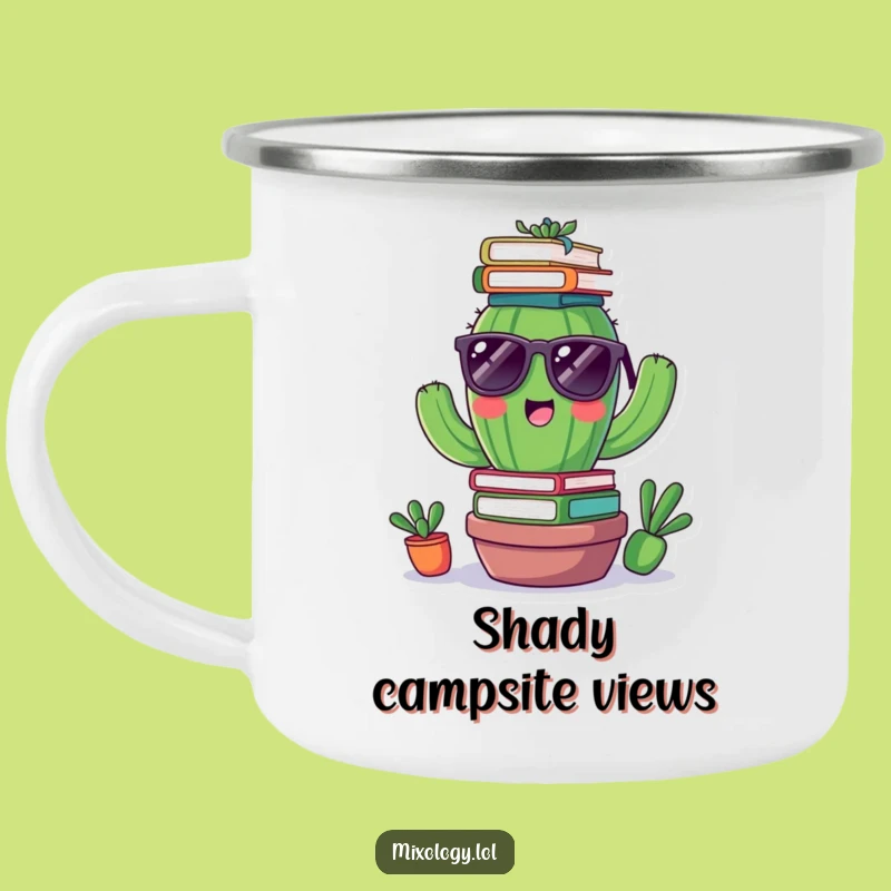 Funny Cactus Books Camping Mug: Durable Cool Humor, Perfect Outdoor Funny Gift!