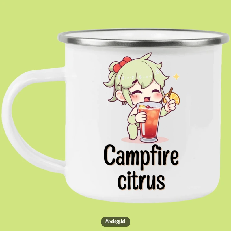 Funny Drink Garnish Camping Mug: Enthusiastic Character's Outdoor Drinkware Gift
