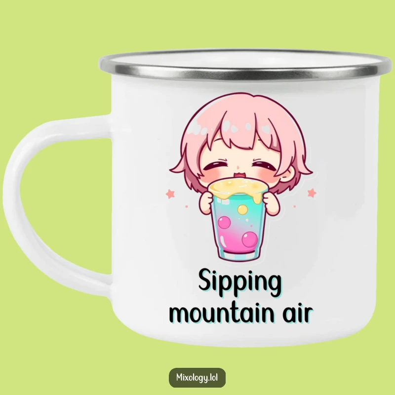 Funny Happy Drinker Camping Mug: Cute Character for Joyful Outdoor Sips