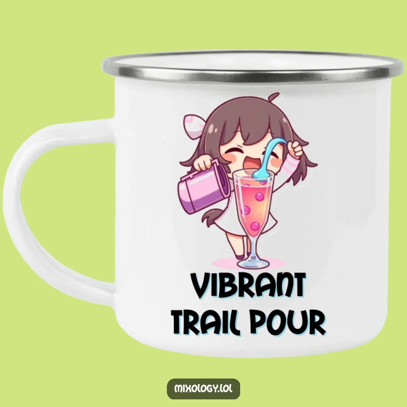 Funny Pouring Liquid Camping Mug: Excited Character's Outdoor Drinkware, Adventure Gift