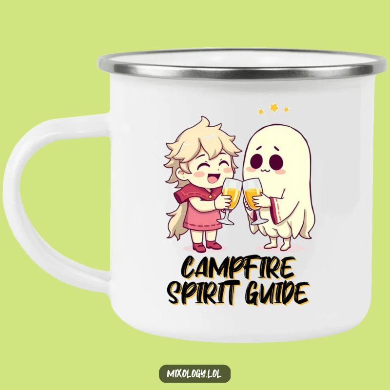 Funny Spectral Friends Enamel Camping Mug: Tales from the Other Side!