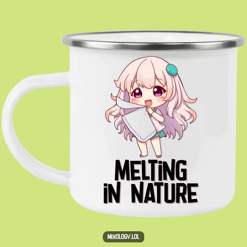 Funny Fanning Character Camping Mug: Stay Cool on Adventures