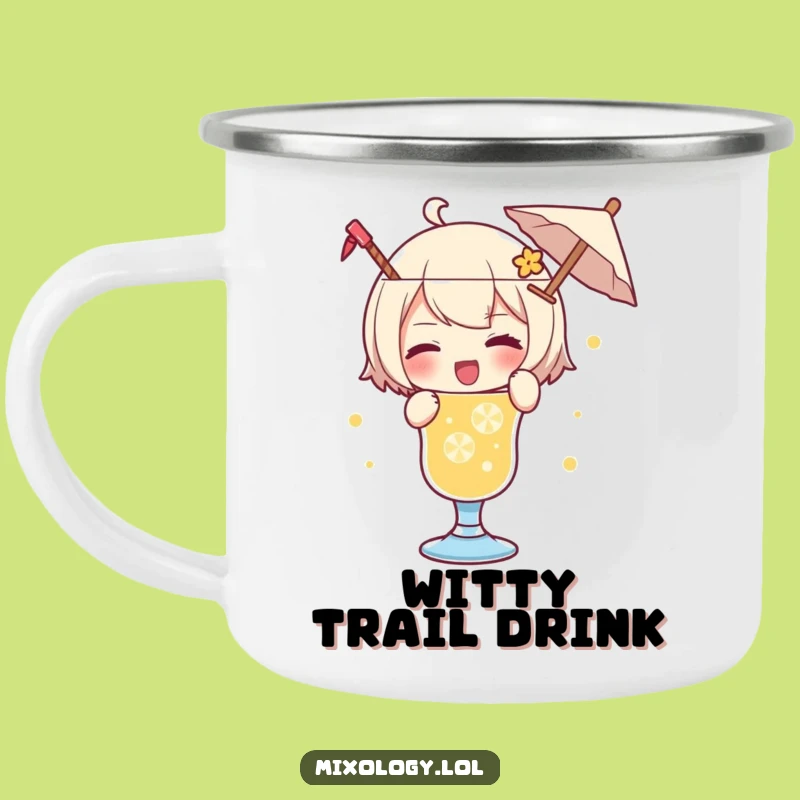 Funny Drink Garnish Camping Mug: Playful Character's Outdoor Drinkware, Fun Camp Gift