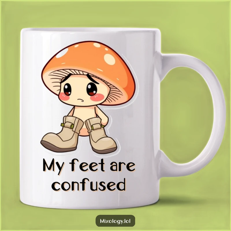 Funny Mismatched Boots Mushroom Mug: A Hilarious Gift for the Clumsy and Creative