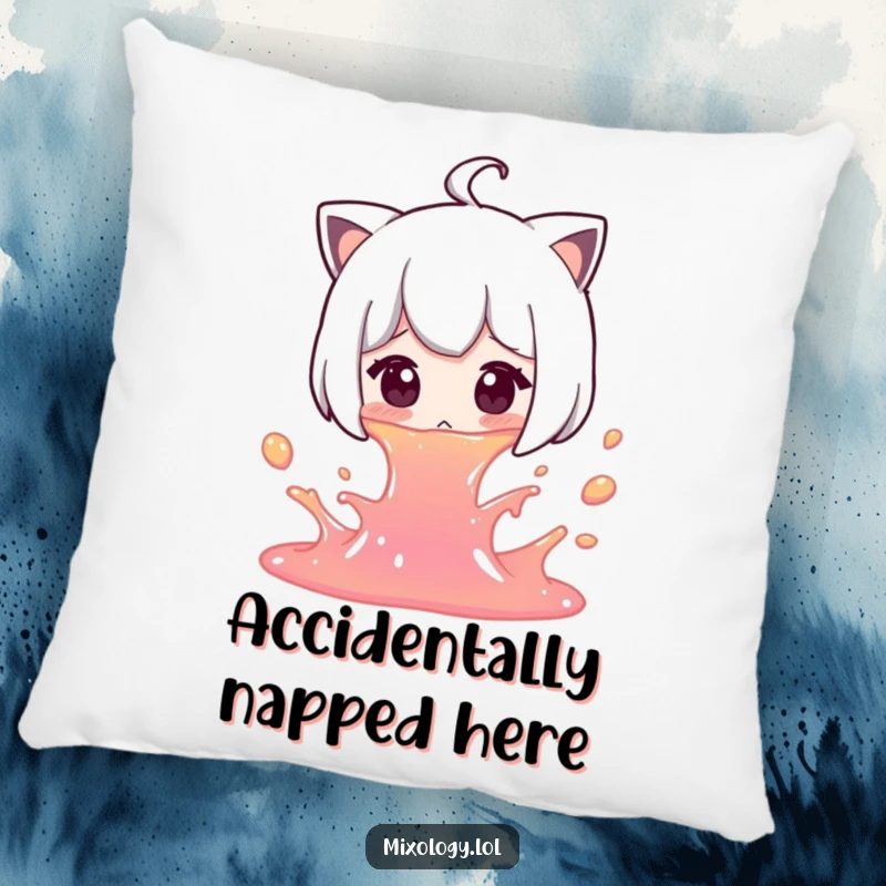 Funny Spill Pillow: A soft pillow featuring a surprised character accidentally spilling a splash of colorful liquid.