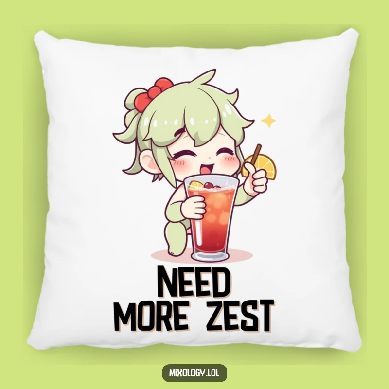 Funny Drink Garnish Pillow: Enthusiastic Character's Cozy Comfort Gift