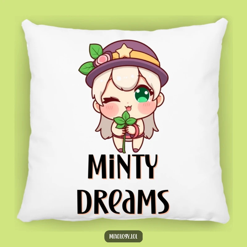 Funny Winking Mint Pillow: Character's Cozy Comfort Gift