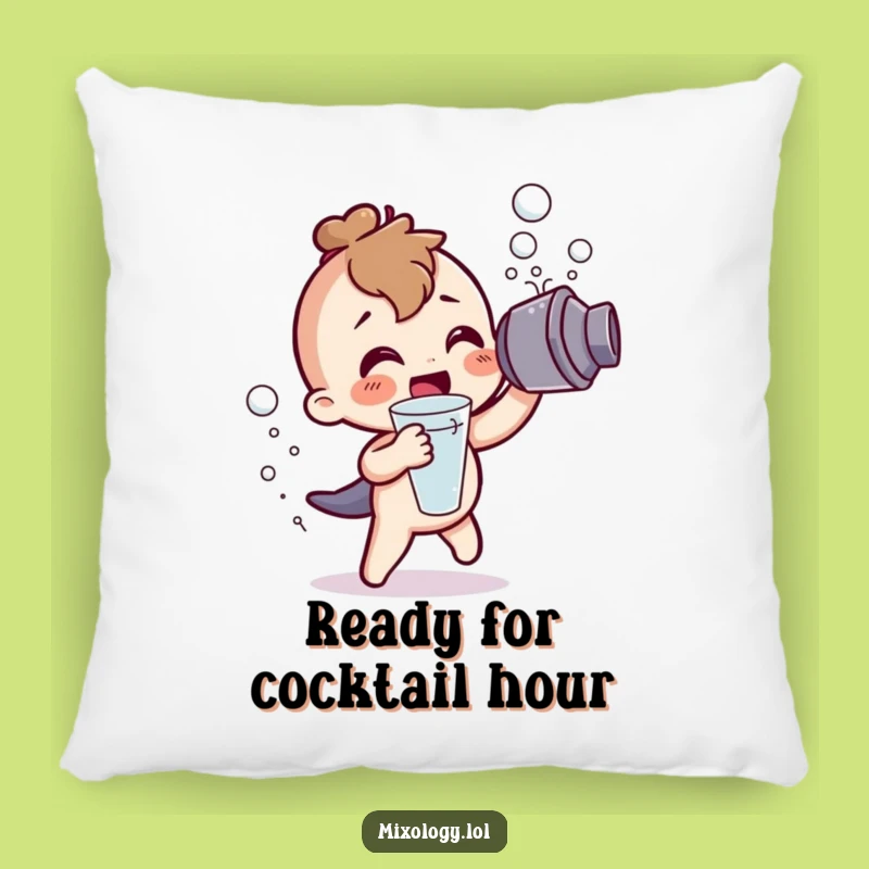 Funny Cocktail Shaker Pillow: Cozy Character's Frothy Comfort, Perfect Funny Gift!