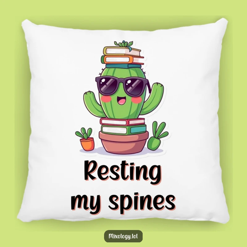 Funny Cactus Books Pillow: Soft Comfort, Cool Vibes, Hilarious Funny Gift!