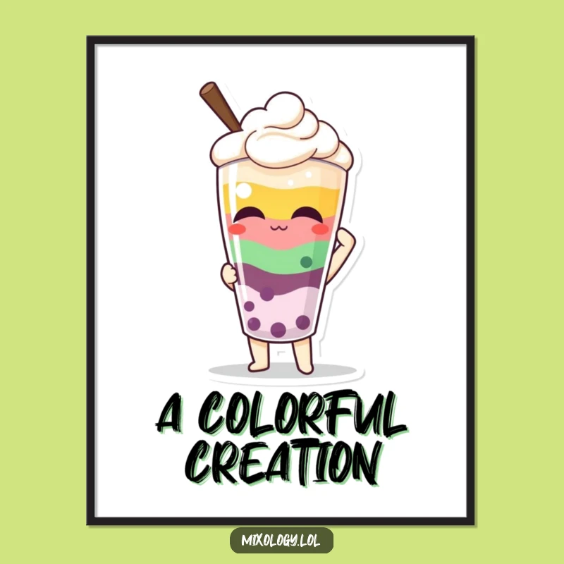 Funny Drink Digital Art: Proud Character, Layered Beverage, Instant Decor