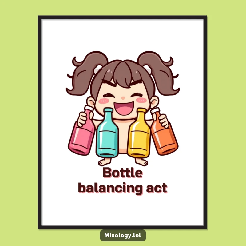 Funny Juggling Bottles Digital Art: Instant Humor for Your Walls