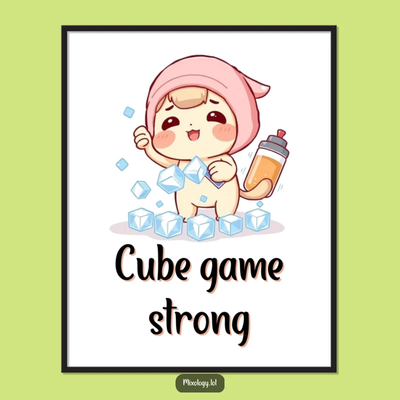 Funny Ice Catching Cocktail Character Digital Art Print: Instant Whimsy for Your Digital Walls