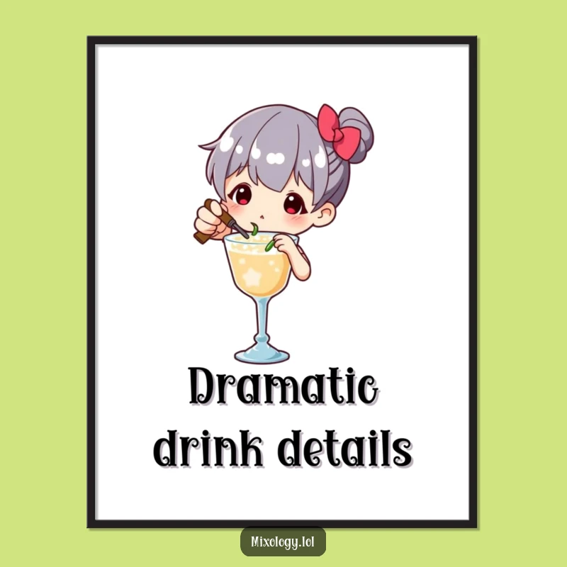Funny Drink Art Print: Character Garnishing with Flair, Instant Funny Gift