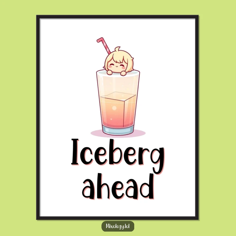 Funny Chill Character Ice Cube Digital Art Print: Instant Serenity for Your Digital Space