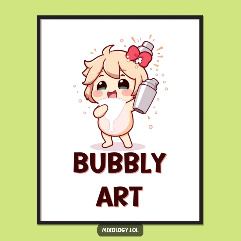 Funny Cocktail Shaker Digital Art: Gleeful Bubbly Explosion, Instant Party Gift