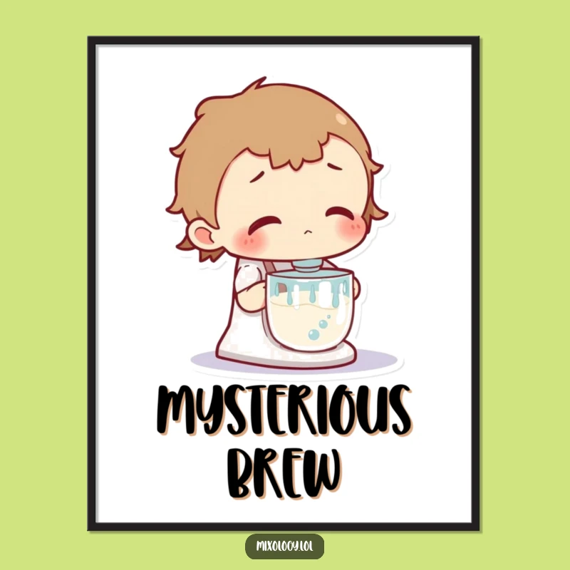 Funny Curious Alchemist Digital Art - Bubbling Mixer Print, Perfect Funny Gift Download