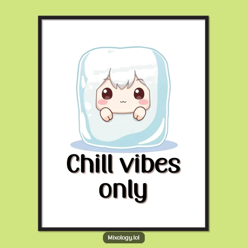 Funny Ice Cube Peeking Digital Art - Instant Wall Humor, Perfect Funny Gift Download