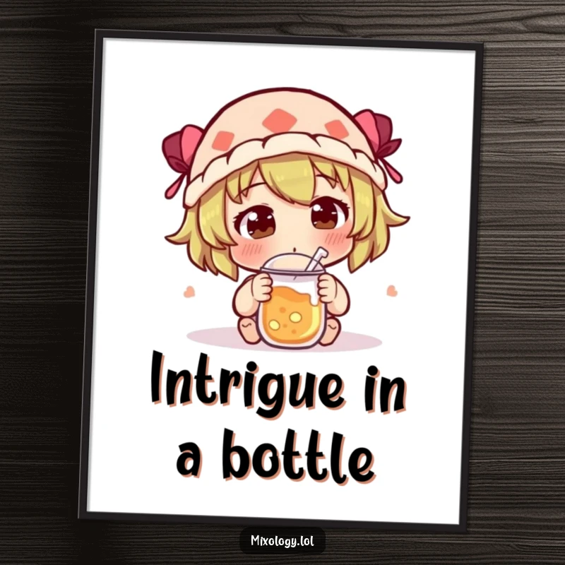 Funny Digital Art Print of a character curiously sniffing a new concoction with an intrigued expression, perfect for decor.