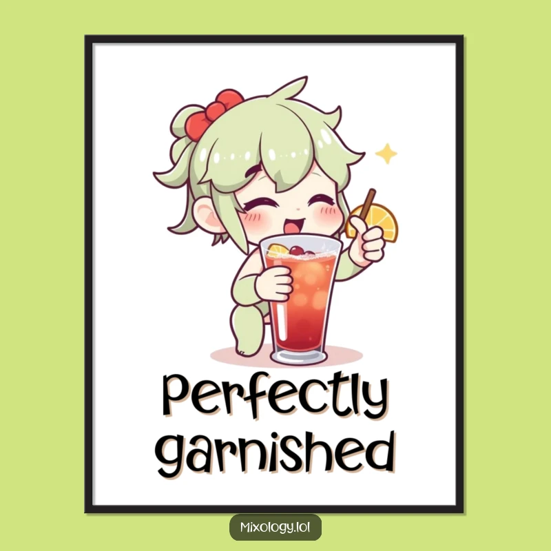 Funny Drink Garnish Digital Art: Enthusiastic Character Print Gift