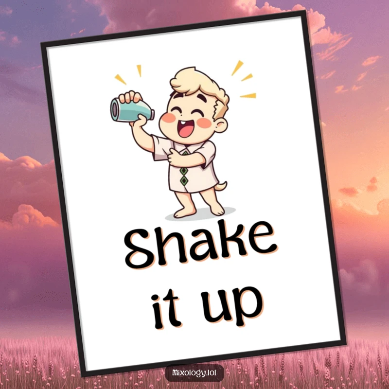 Funny Digital Art Print: Dynamic cocktail shaker illustration, bringing a humorous and lively atmosphere.