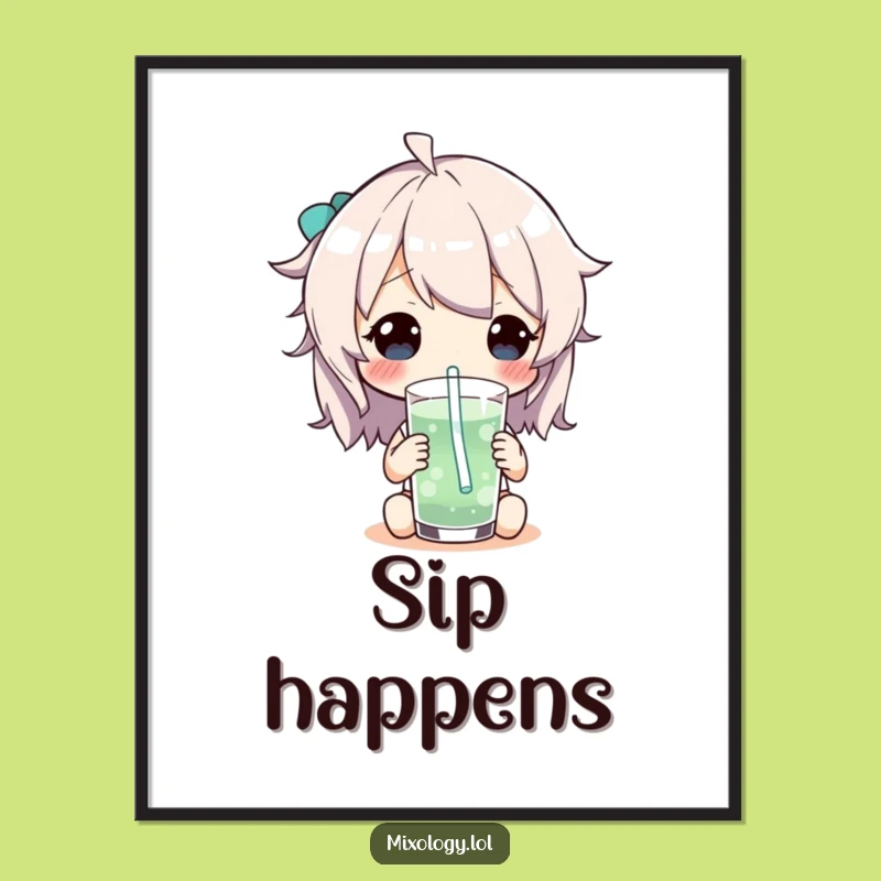 Funny Whimsical Straw Sip Digital Art: Instant Humor for Your Walls