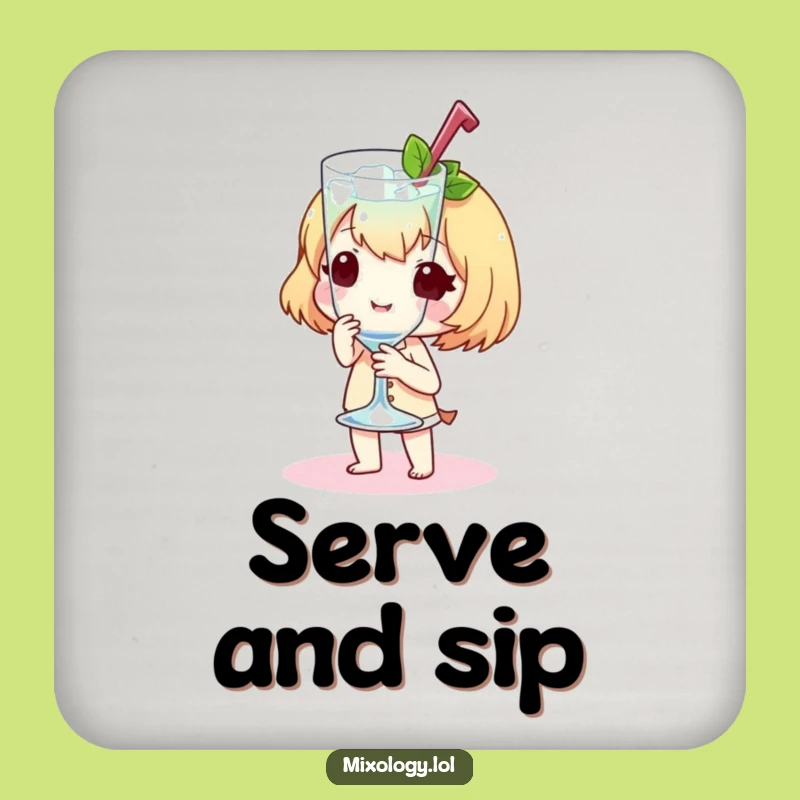 Funny Chilled Coaster: Sweet Character's Elegant Serve, Perfect Funny Gift Set