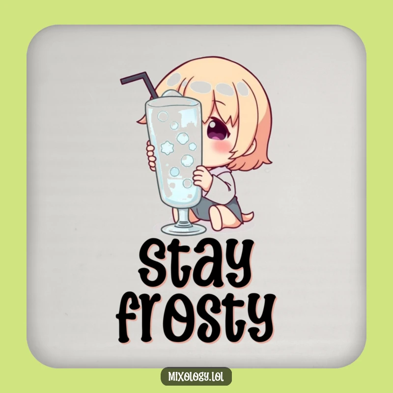 Funny Chilled Glass Delight Coaster: Protect Surfaces with Cool Humor