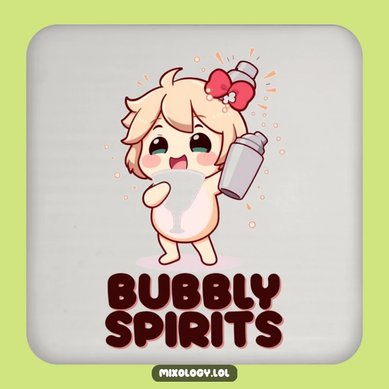 Funny Cocktail Shaker Coasters: Gleeful Character's Bubbly Protection, Party Gift