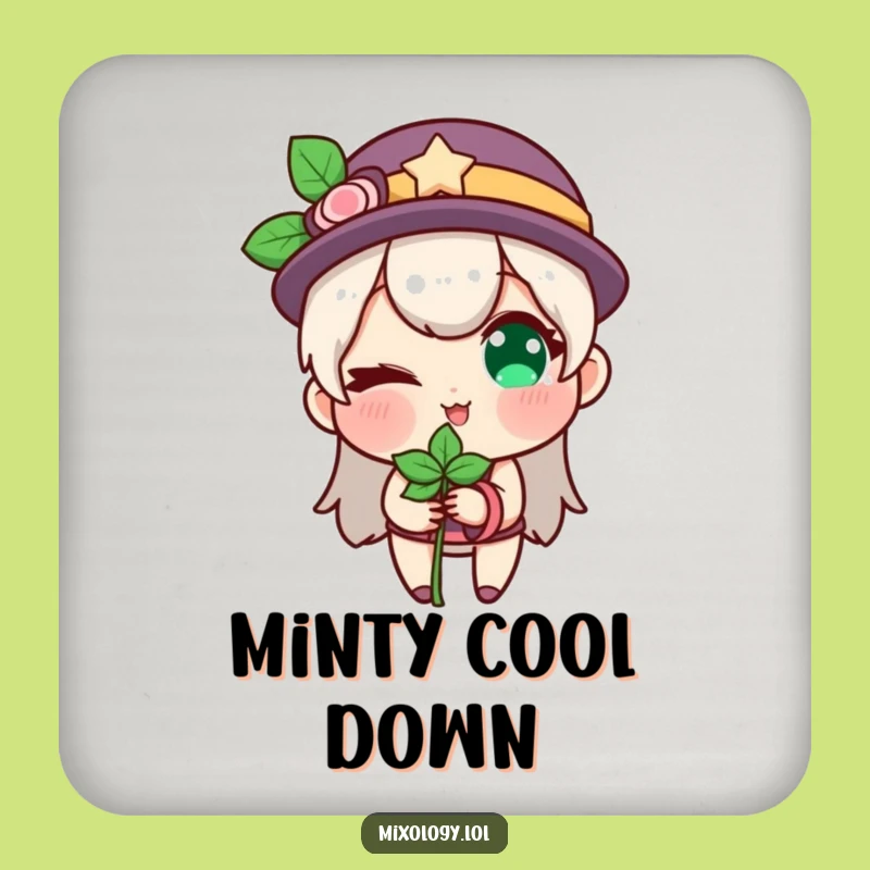 Funny Winking Mint Coaster: Character's Playful Drink Guard Gift