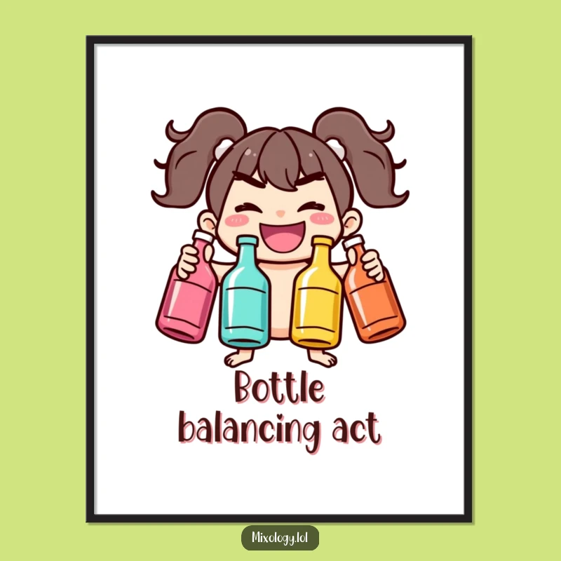 Funny Juggling Bottles Poster: Bring Playful Energy to Your Walls