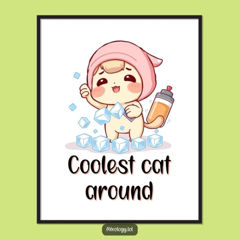 Funny Ice Catching Cocktail Character Poster: Bring Whimsy and Laughter to Your Walls with Art