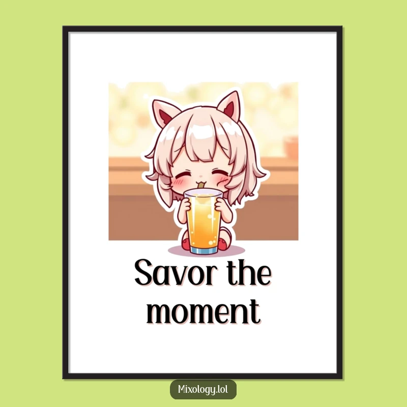 Funny Delightful Drink Poster - Cute Art for a Joyful Space