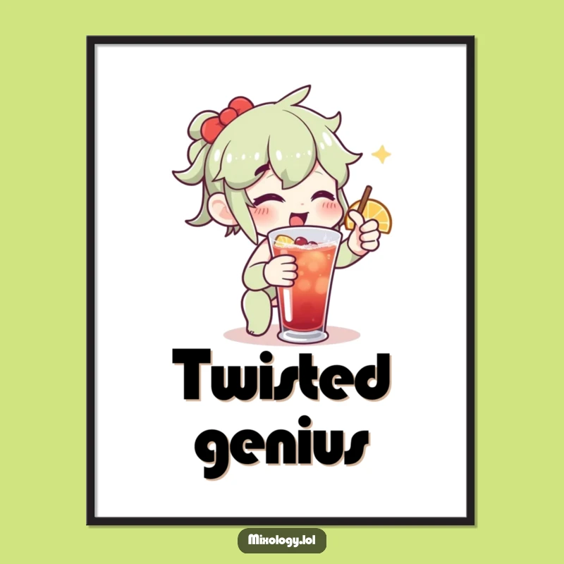 Funny Drink Garnish Poster: Enthusiastic Character Art Print Gift