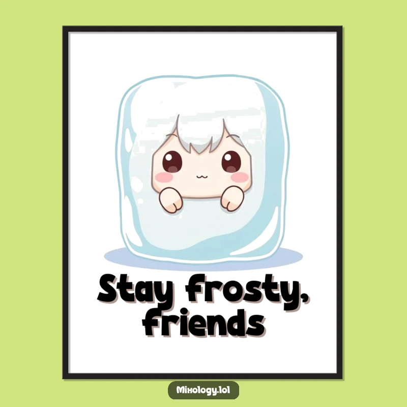 Funny Ice Cube Peek Poster - Whimsical Character Art for Wall Decor, Great Funny Gift