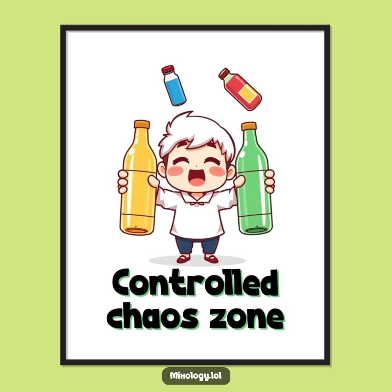 Funny Juggling Bottles Poster - Bring Surprise and Laughter to Your Walls!