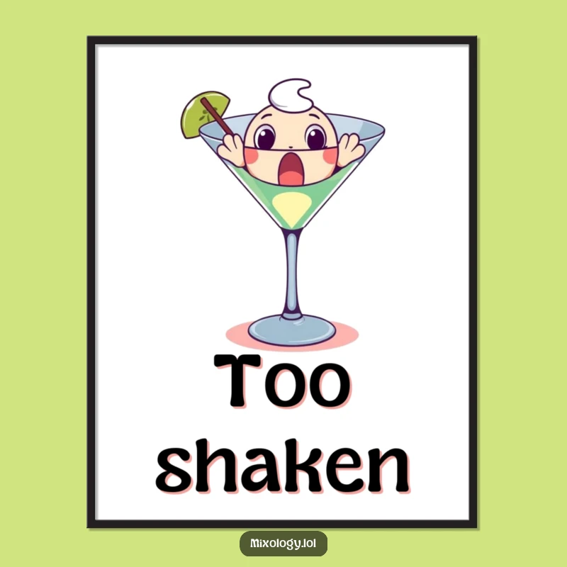 Funny Martini Glass Poster: Surprised Character Art Print Gift