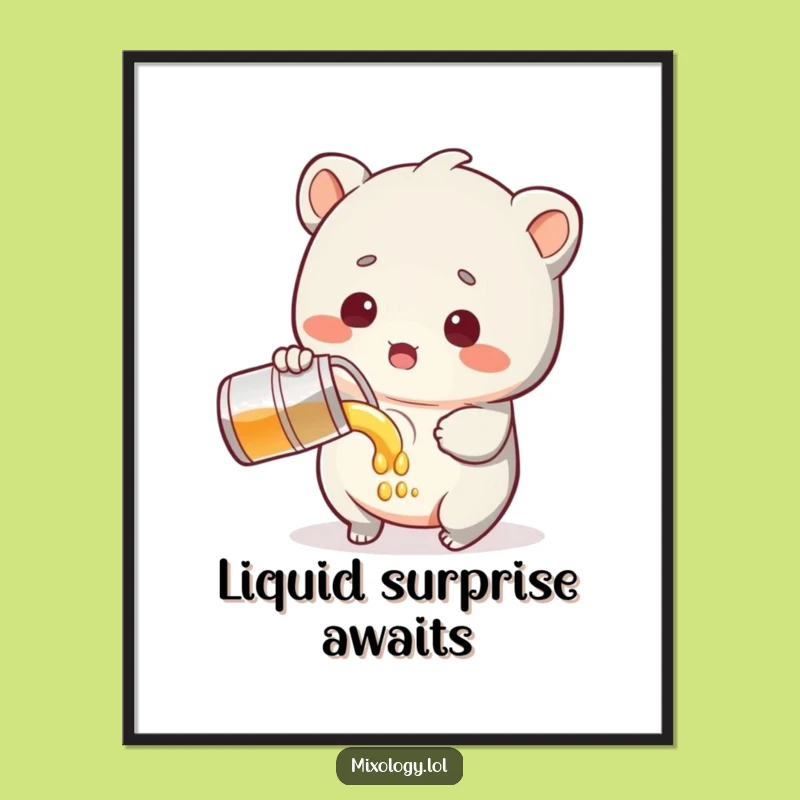 Funny Surprised Poster - Creature Pouring Art, Amusing Wall Decor Funny Gift