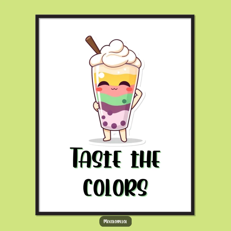 Funny Drink Art Poster: Proud Character, Layered Beverage, Decor Gift