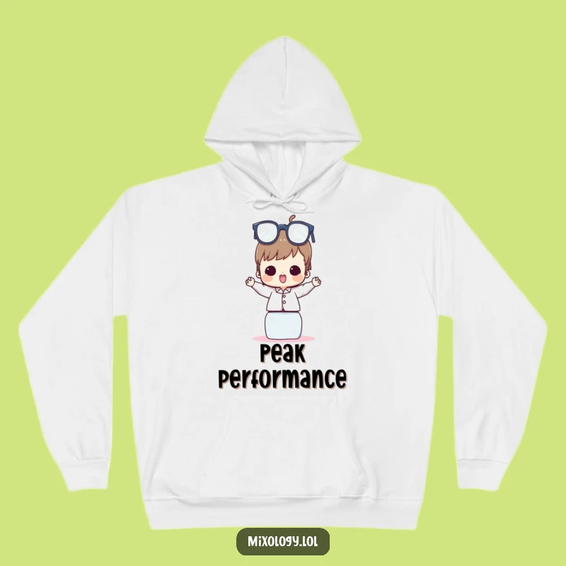 Funny Glass Tower Balance Hoodie: Cozy Character Apparel for Festive Fun