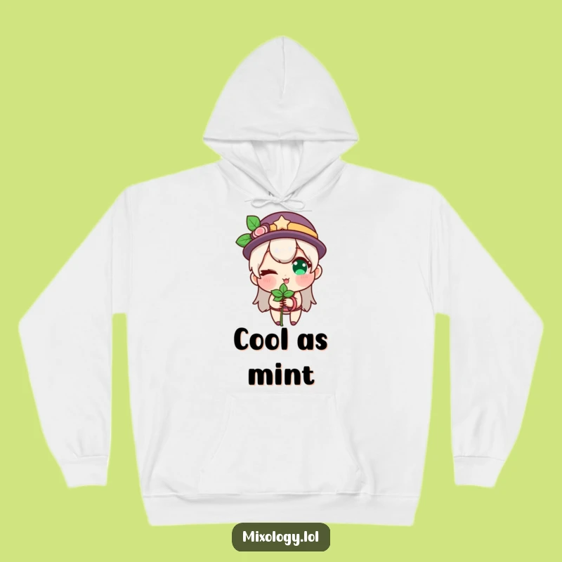 Funny Winking Mint Hoodie: Character's Cozy Playful Wear Gift