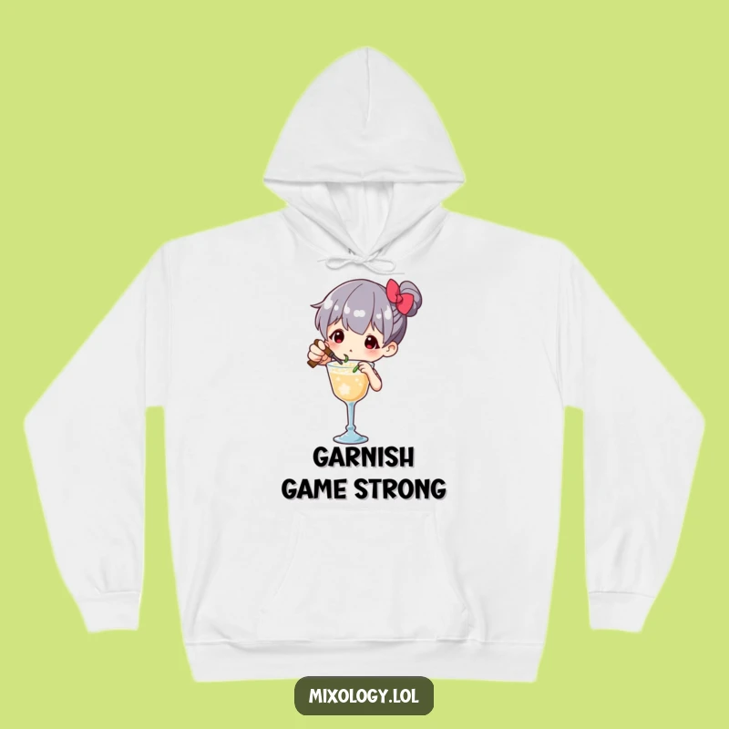 Funny Mixologist Hoodie: Character Garnishing Drink Masterpiece, Cozy Funny Gift