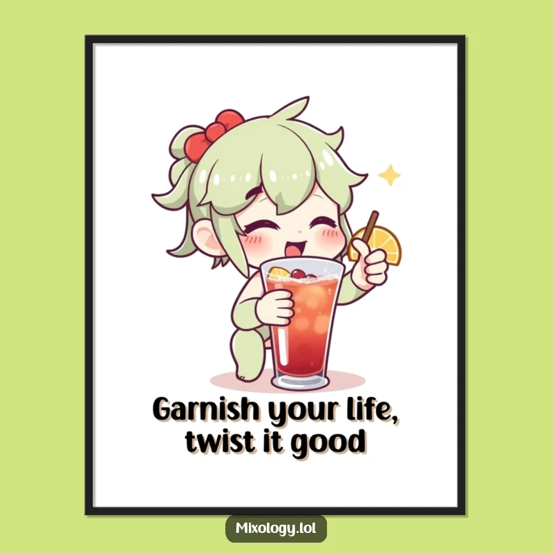 Free Printable Drink Art: Enthusiastic Garnish Action Downloadable Decor