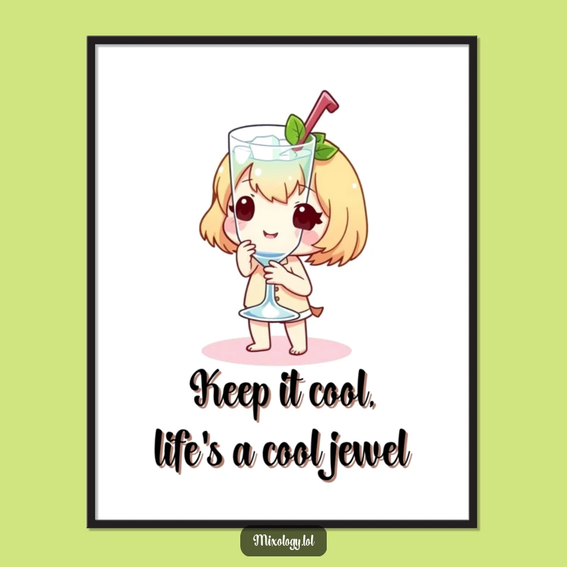 Free Printable Wall Art: Chilled Glass Character Funny Downloadable Decor
