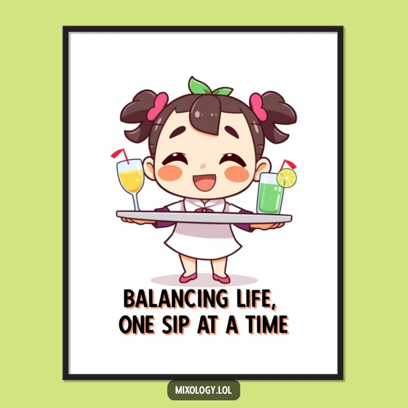Funny Free Printable Wall Art: Character Balancing Drinks